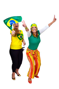 Brazilian girls fans celebrating