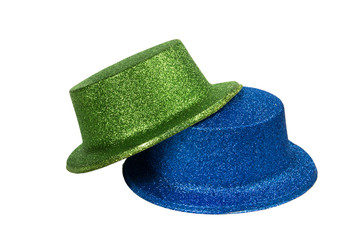 Colorful party hats isolated on white background