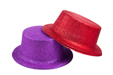 Colorful party hats isolated on white background