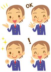 ポジティブな制服を着た男子学生（ブレザー）