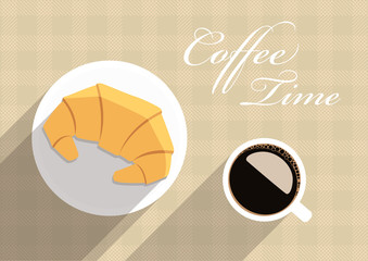 vector coffee and croissants.