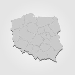 Landkarte Polen in grau - obrazy, fototapety, plakaty