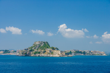 Fototapeta premium Hellenic temple and old castle at Corfu island