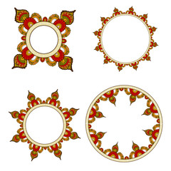 4 decorative elements with Indian ornament