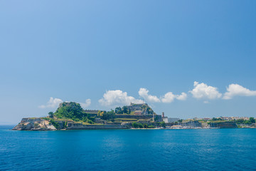 Fototapeta premium Hellenic temple and old castle at Corfu island