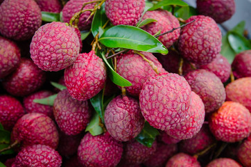 Ripe lychee in the market