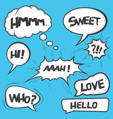 A collection of comic style speech bubbles