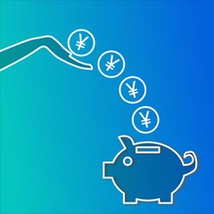 save money pig with Japan Yen symbol