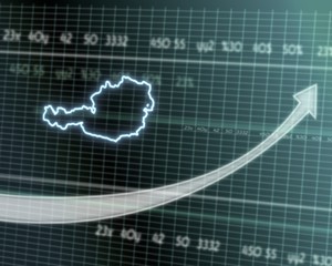 Austria icon on stock market graph
