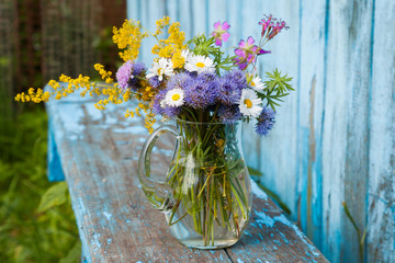 bouquet of garden flowers and healing herbs