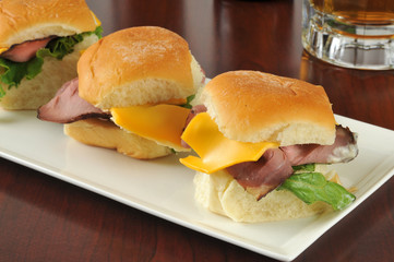 Roast beef sliders and beer