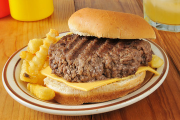 Home cooked cheeseburger