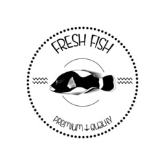 Abstract Styling Fish Label Isolated On Background