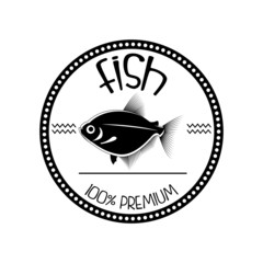Abstract Styling Fish Label Isolated On Background
