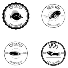 Set Of Different Fish Labels Isolated