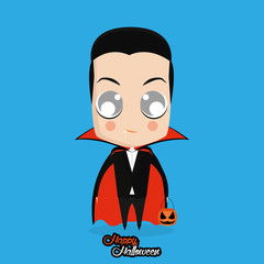 Boy With Vampire Halloween Costume Isolated
