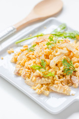 fried egg  with fermented pork. Thai food