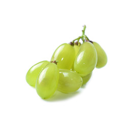Fresh green grapes  on white background