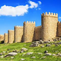 Fototapeta na wymiar Scenic medieval city walls of Avila, Spain, UNESCO list