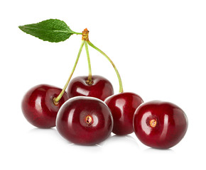 Sweet ripe cherry, berries isolated on white background