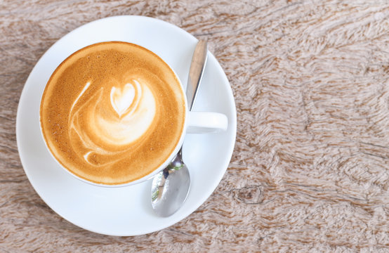 latte art  on wood background