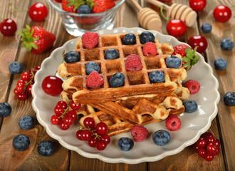 Liege waffles with berries