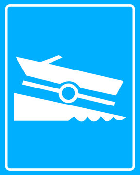 white sign with a boat trailer