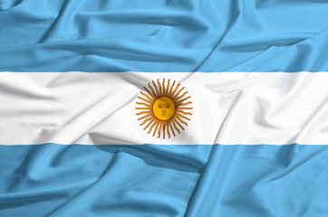Argentina flag on a silk drape waving