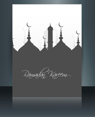 Template brochure Ramadan Kareem Mosque reflection background ve