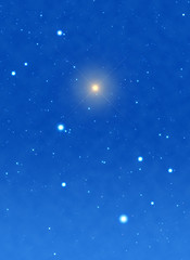 Fototapeta na wymiar Bright star on a gradient sky.