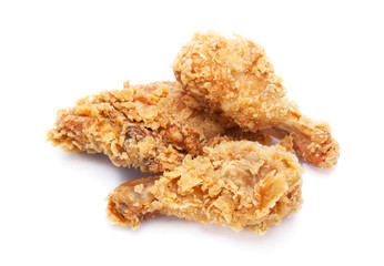 crispy fried chicken on white background