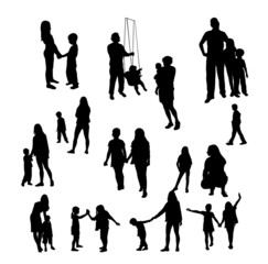 Children and people silhouettes - vector