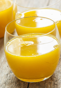 Glass of freshly pressed orange juice