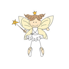 Cute little fairy with magic wand.