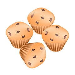 Stack of Thai Muffins with Raisins on White Background