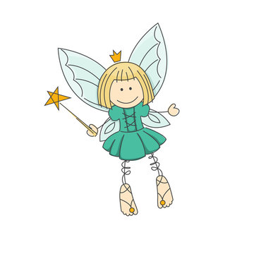 Cute little fairy with magic wand.