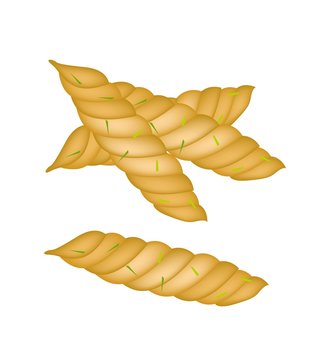 recommend clip art: Delicious Thai Spiral Cookies on White Background