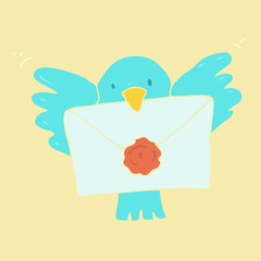 dove with a letter vector illustration, hand drawn