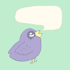 cartoon funny bird with voice bubble  vector illustration
