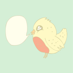 cartoon funny bird with voice bubble  vector illustration