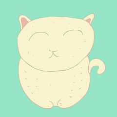 cute  cartoon cat (kitten) screwed-up eyes vector illustration