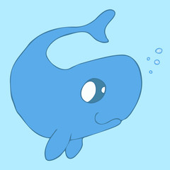 cute  whale with big eyes (sperm whale) vector illustration
