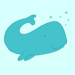 cute cartoon whale (sperm whale) vector illustration