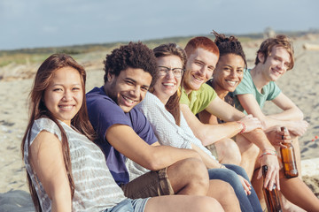 Multiracial Group of Friends at Beach