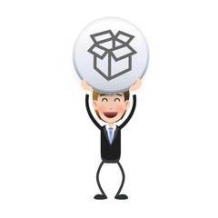 Business people holding button 