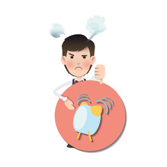 Business people holding button web