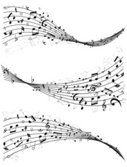 Wavy lines of music notes