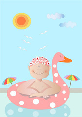 bambina al mare con salvagente