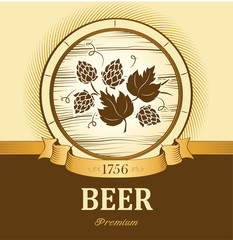 beer keg with hop for label, package