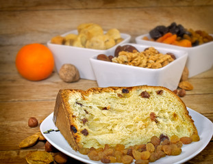 Slice of panattone cake